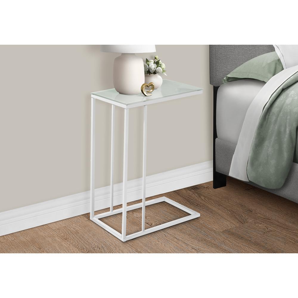 Accent Table, C-shaped, End, Side, Snack, Living Room, Bedroom, Tempered Glass