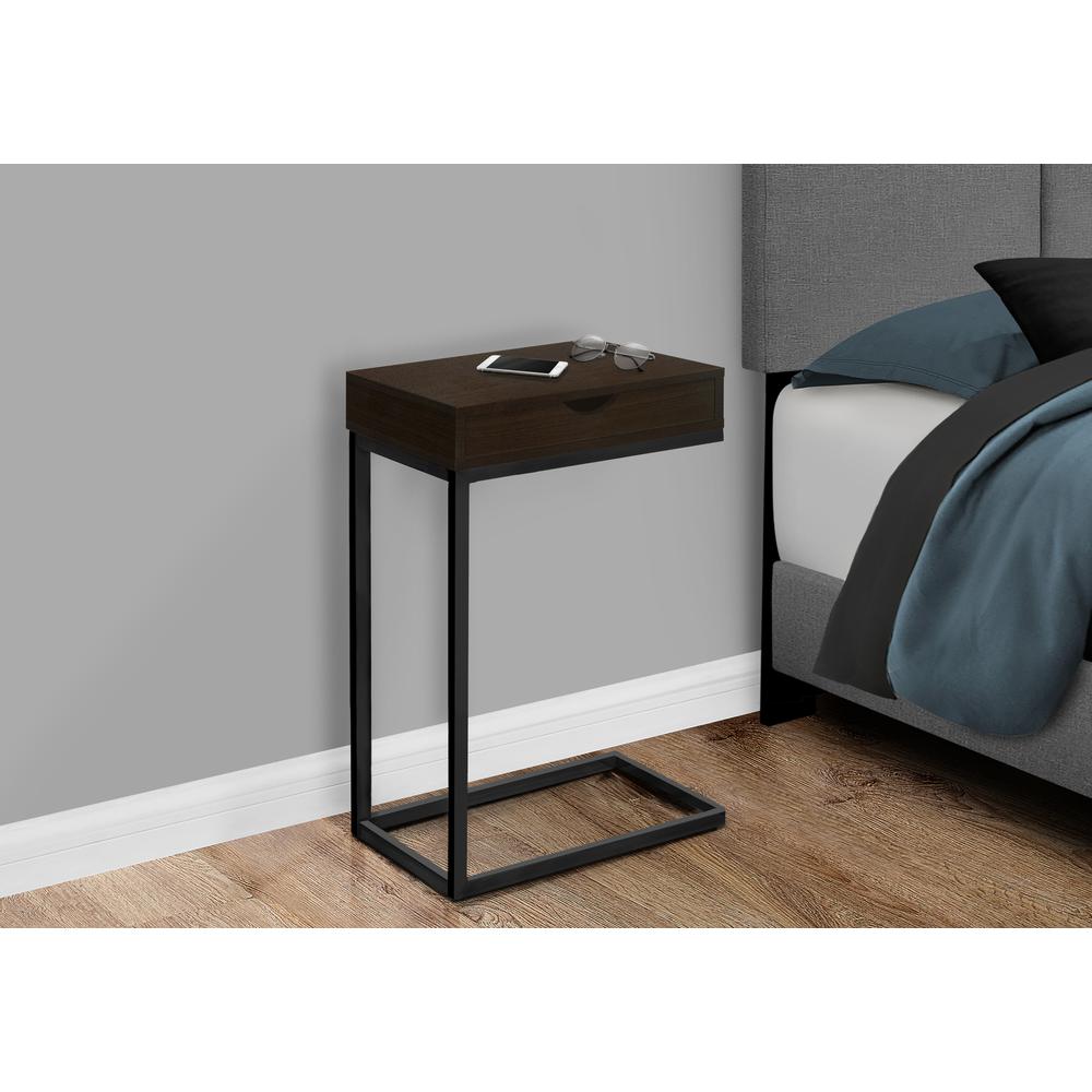 Accent Table, C-shaped, End, Side, Snack, Storage Drawer, Living Room