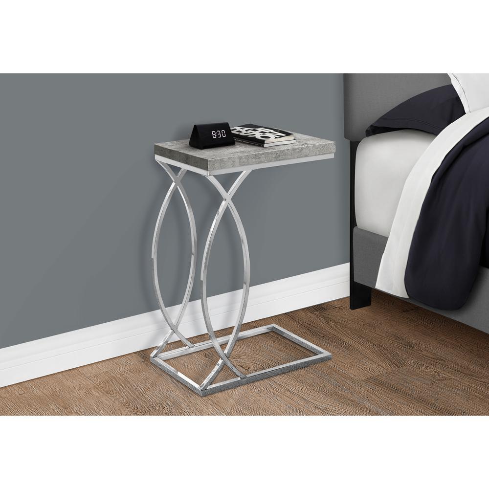 Accent Table, C-shaped, End, Side, Snack, Living Room, Bedroom, Grey Laminate
