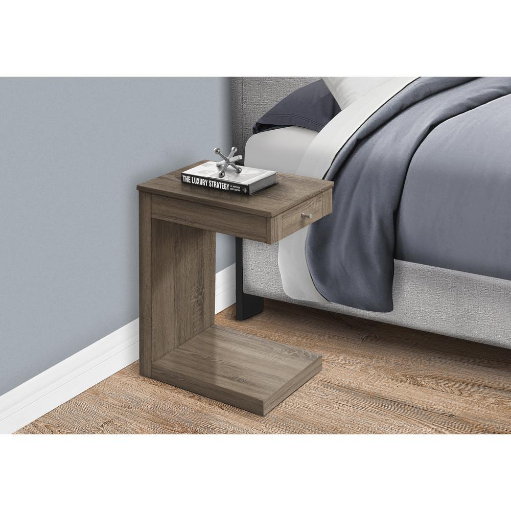 Accent Table, C-shaped, End, Side, Snack, Storage Drawer, Living Room, Bedroom