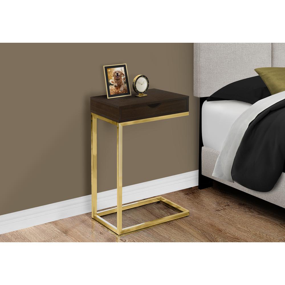 Accent Table, C-shaped, End, Side, Snack, Storage Drawer, Living Room