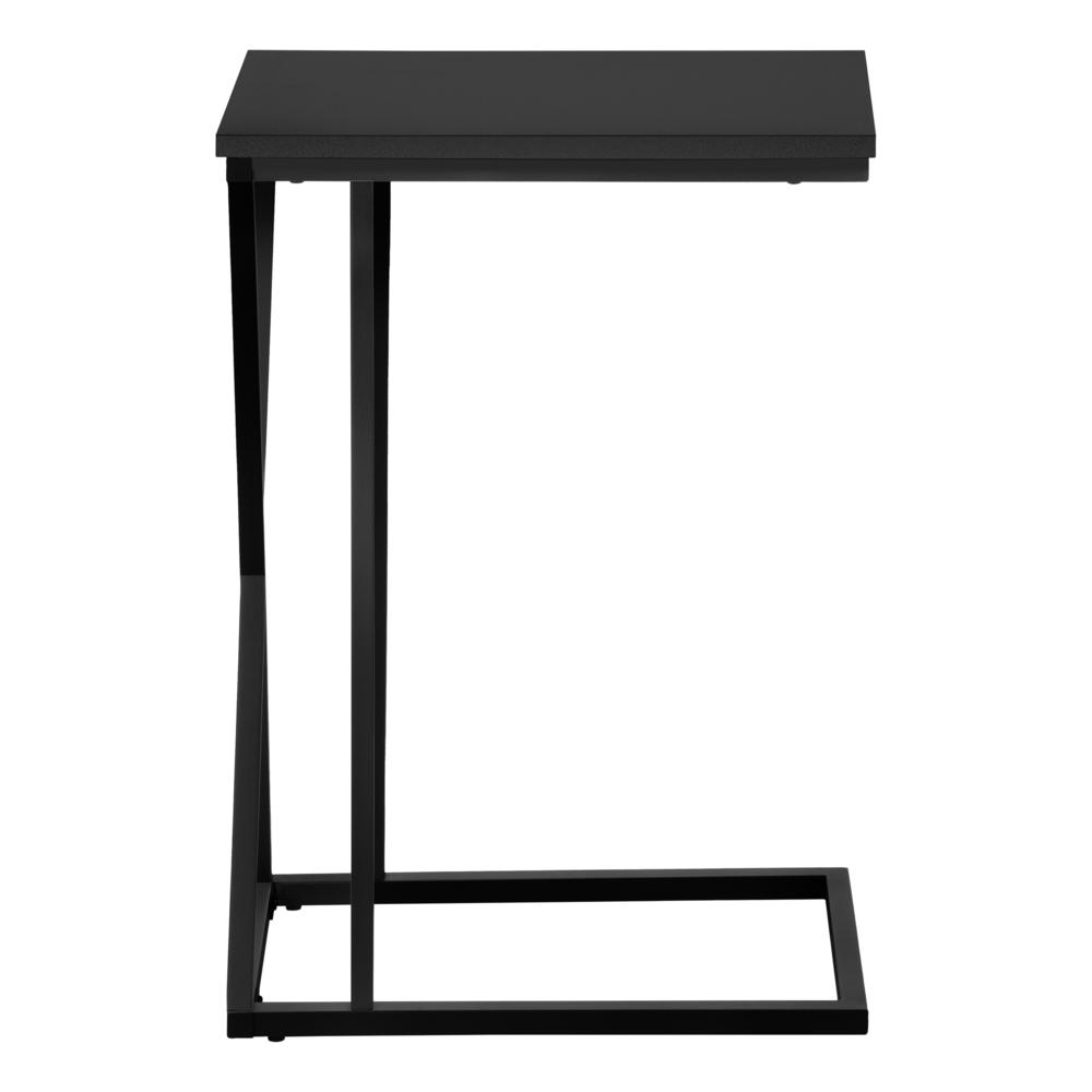Accent Table, C-shaped, End, Side, Snack, Living Room, Bedroom, Black Laminate