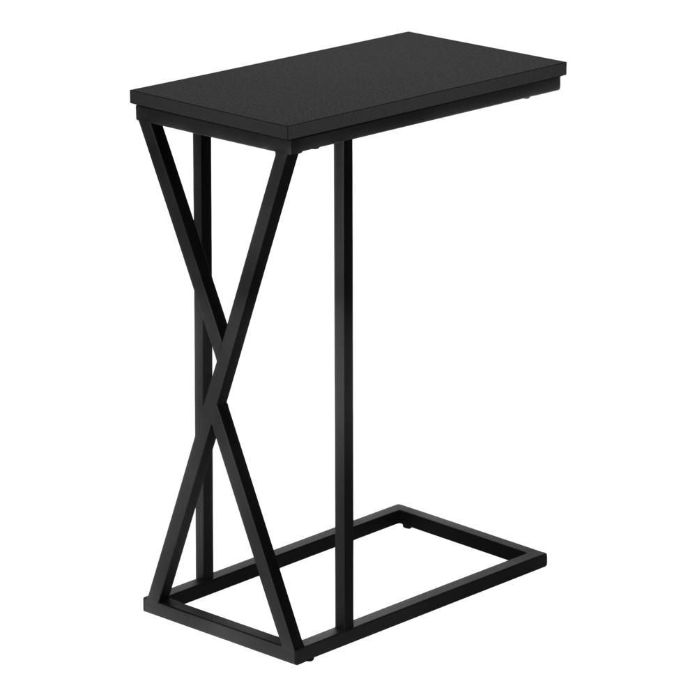 Accent Table, C-shaped, End, Side, Snack, Living Room, Bedroom, Black Laminate