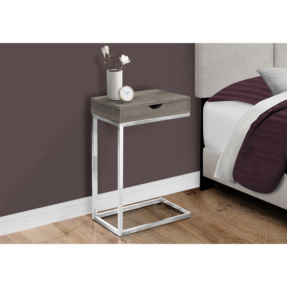 Accent Table, C-shaped, End, Side, Snack, Storage Drawer, Living Room, Bedroom