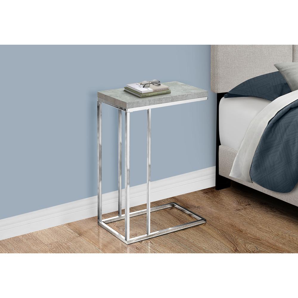 Accent Table, C-shaped, End, Side, Snack, Living Room, Bedroom, Grey Laminate