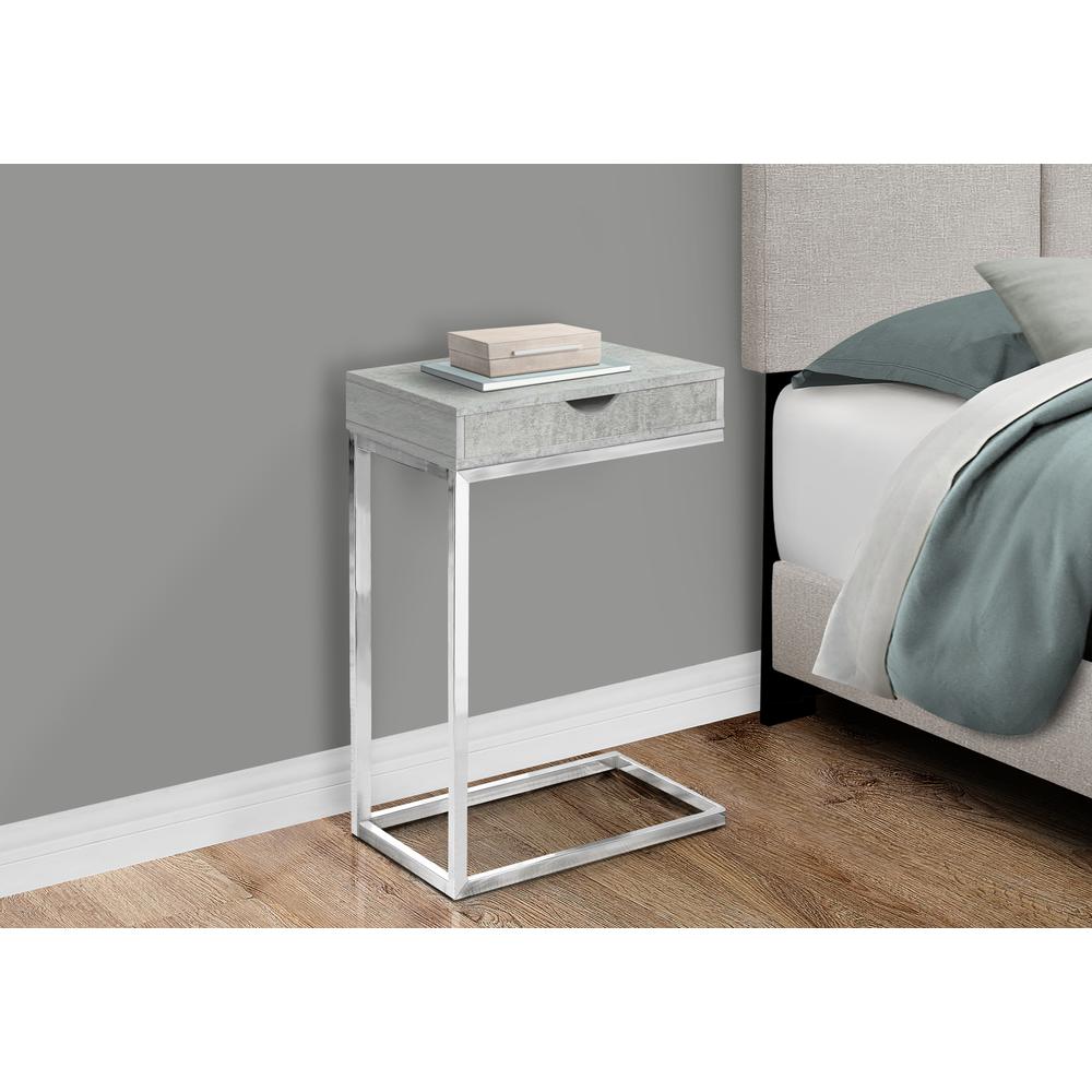 Accent Table, C-shaped, End, Side, Snack, Storage Drawer, Living Room, Bedroom