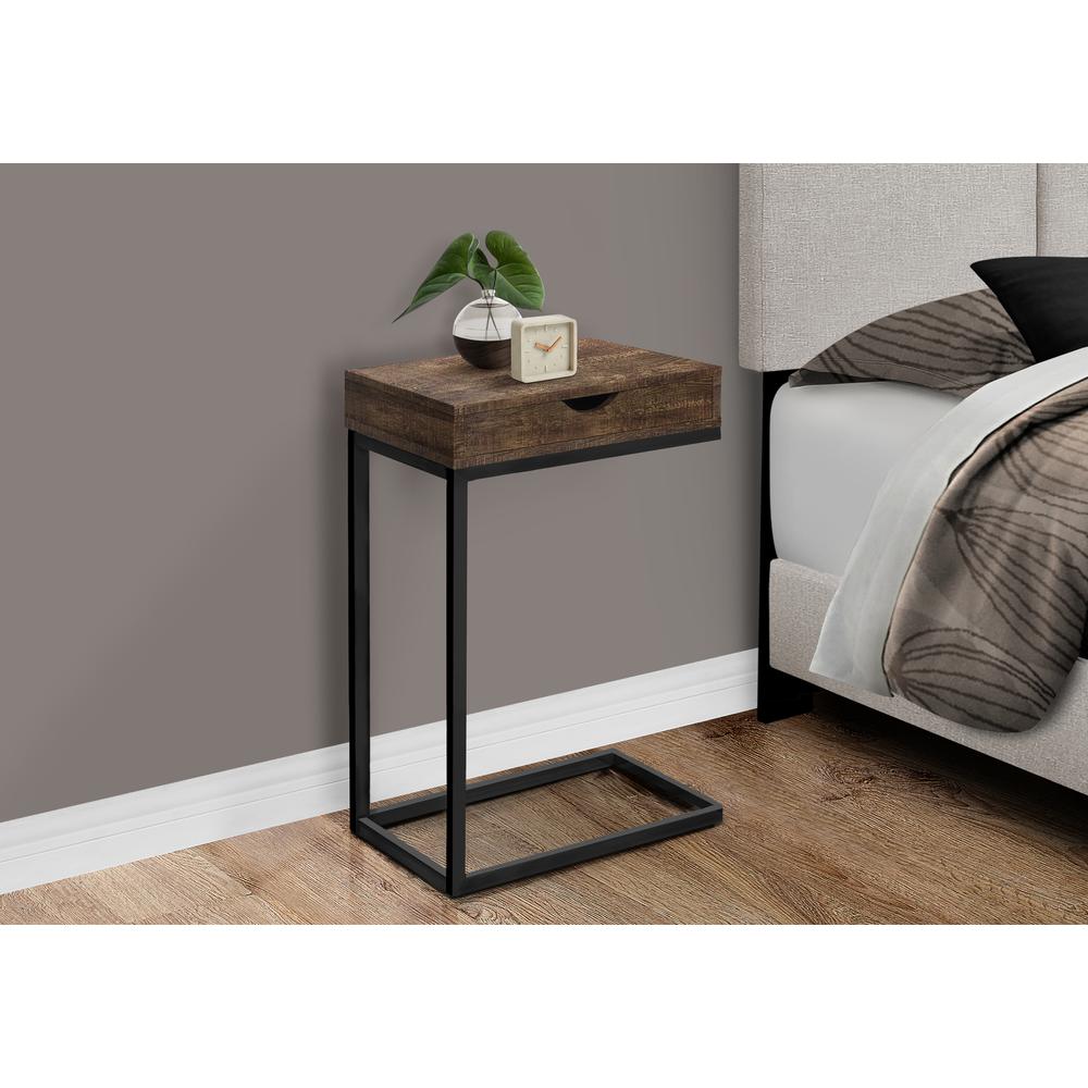 Accent Table, C-shaped, End, Side, Snack, Storage Drawer, Living Room