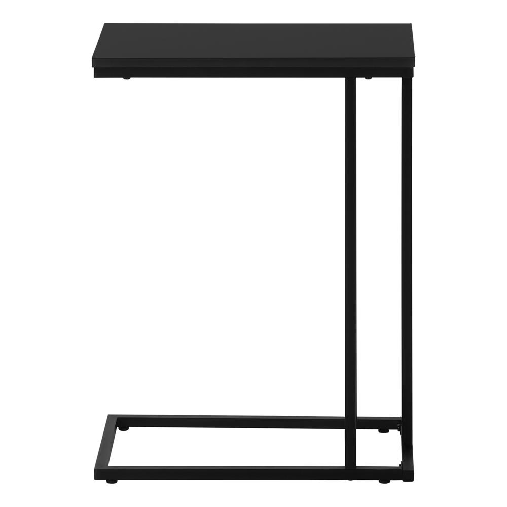 Accent Table, C-shaped, End, Side, Snack, Living Room, Bedroom, Black Laminate
