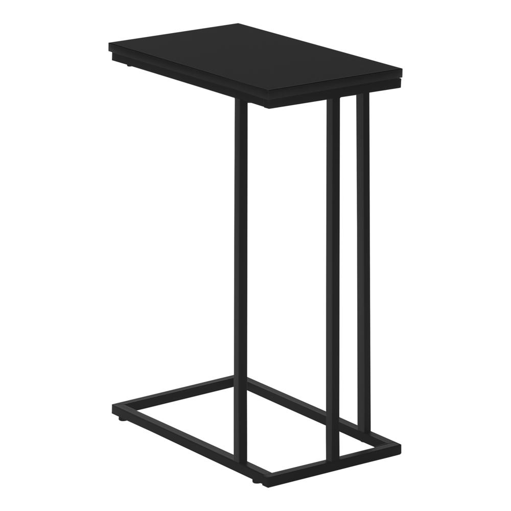 Accent Table, C-shaped, End, Side, Snack, Living Room, Bedroom, Black Laminate