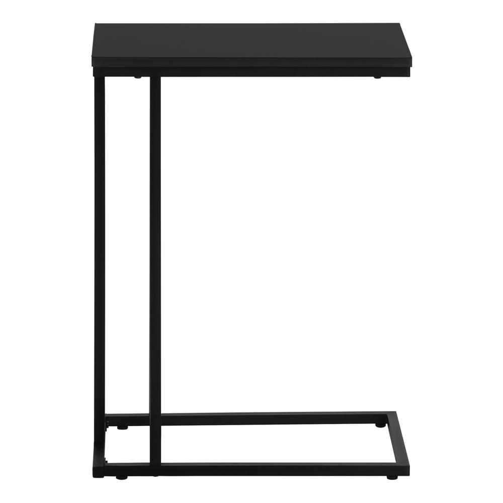 Accent Table, C-shaped, End, Side, Snack, Living Room, Bedroom, Black Laminate