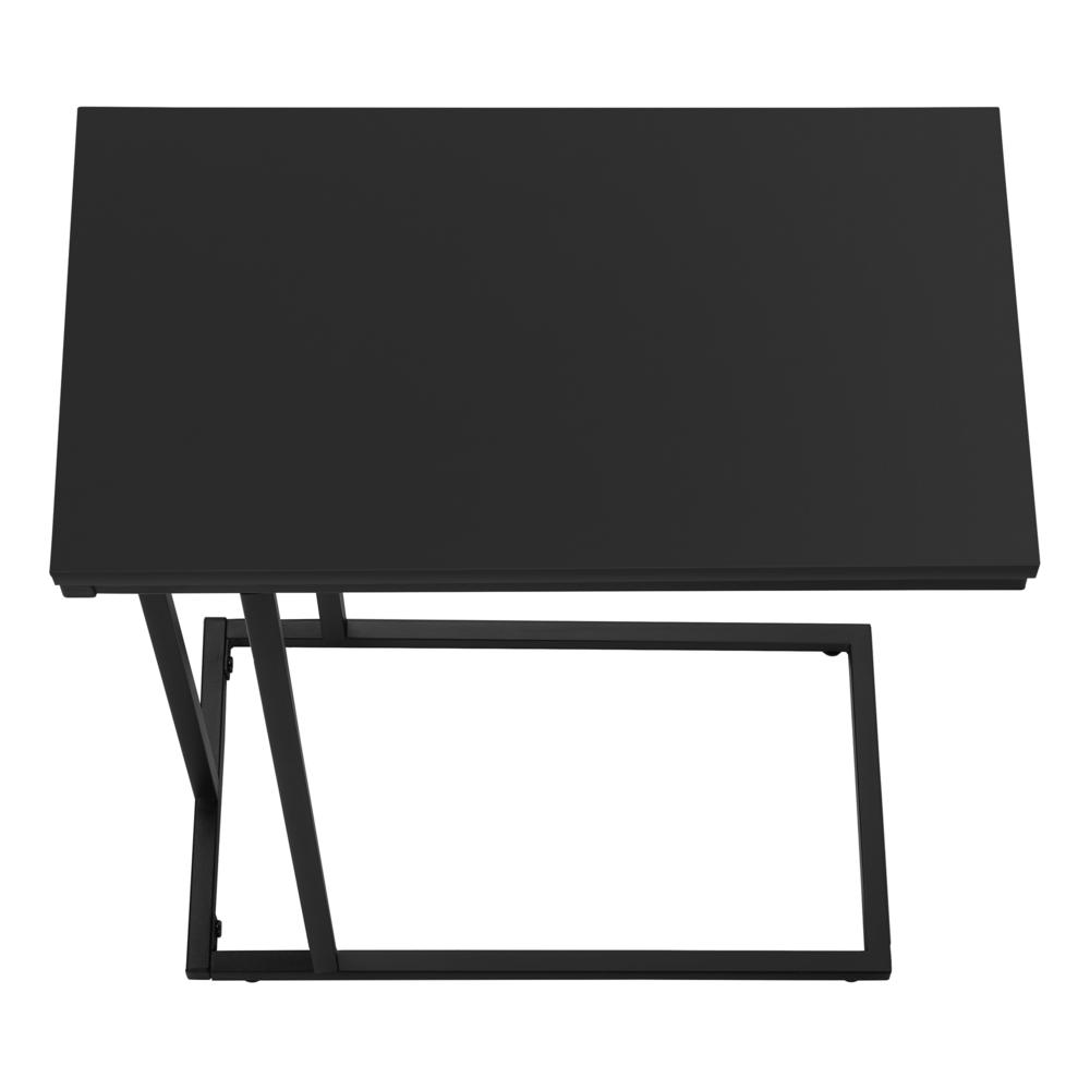 Accent Table, C-shaped, End, Side, Snack, Living Room, Bedroom, Black Laminate