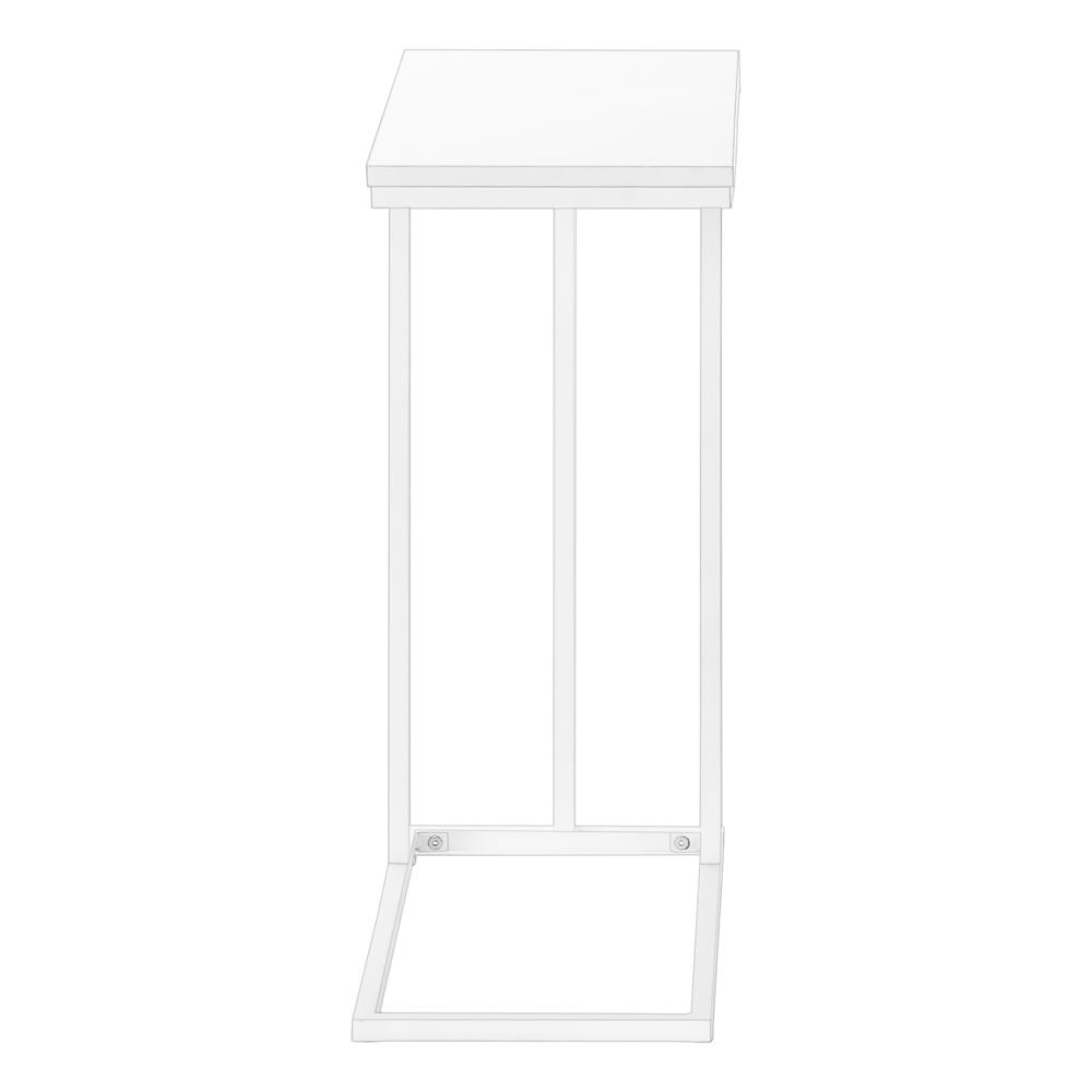 Accent Table, C-shaped, End, Side, Snack, Living Room, Bedroom, White Laminate,