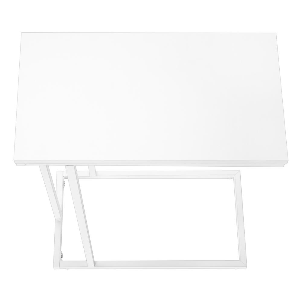 Accent Table, C-shaped, End, Side, Snack, Living Room, Bedroom, White Laminate,