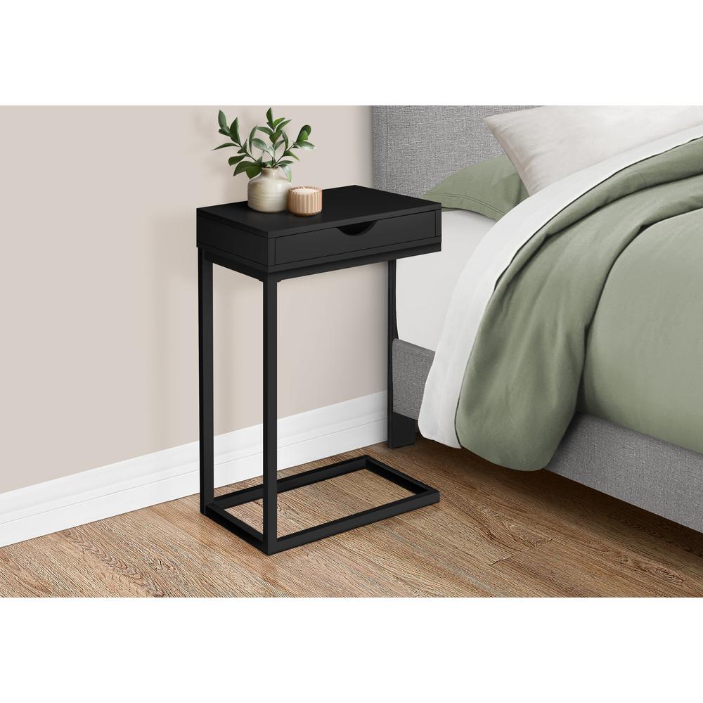 Accent Table, C-shaped, End, Side, Snack, Storage Drawer, Living Room