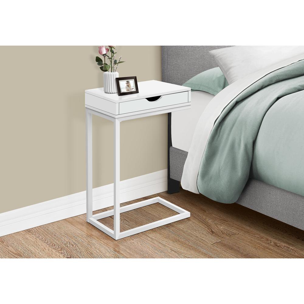 Accent Table, C-shaped, End, Side, Snack, Storage Drawer, Living Room