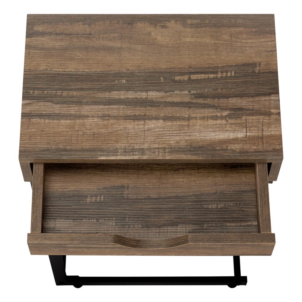 Accent Table, C-shaped, End, Side, Snack, Storage Drawer, Living Room