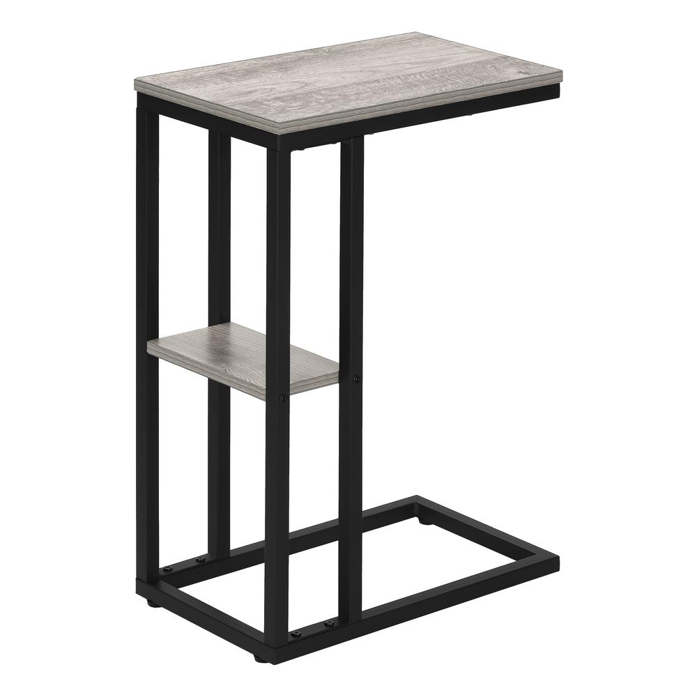 Accent Table, C-shaped, End, Side, Snack, Living Room, Bedroom, Grey Laminate