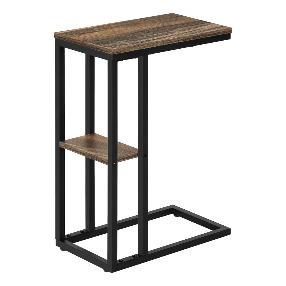 Accent Table, C-shaped, End, Side, Snack, Living Room, Bedroom, Brown Laminate