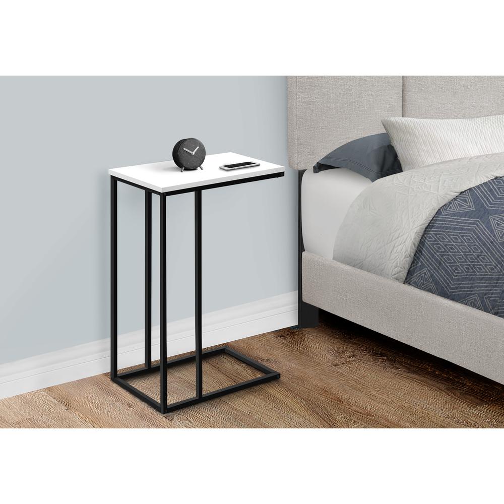 Accent Table, C-shaped, End, Side, Snack, Living Room, Bedroom, White Laminate