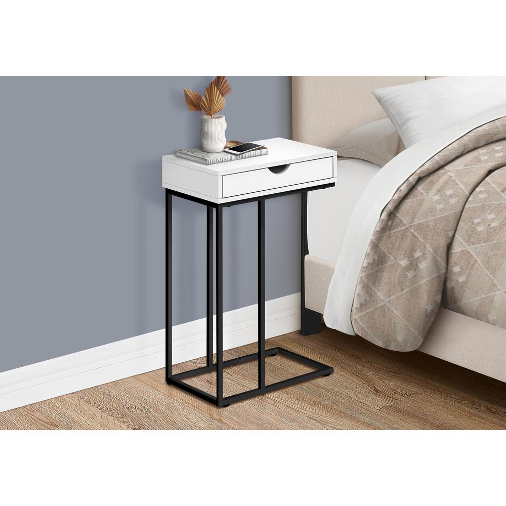 Accent Table, C-shaped, End, Side, Snack, Storage Drawer, Living Room