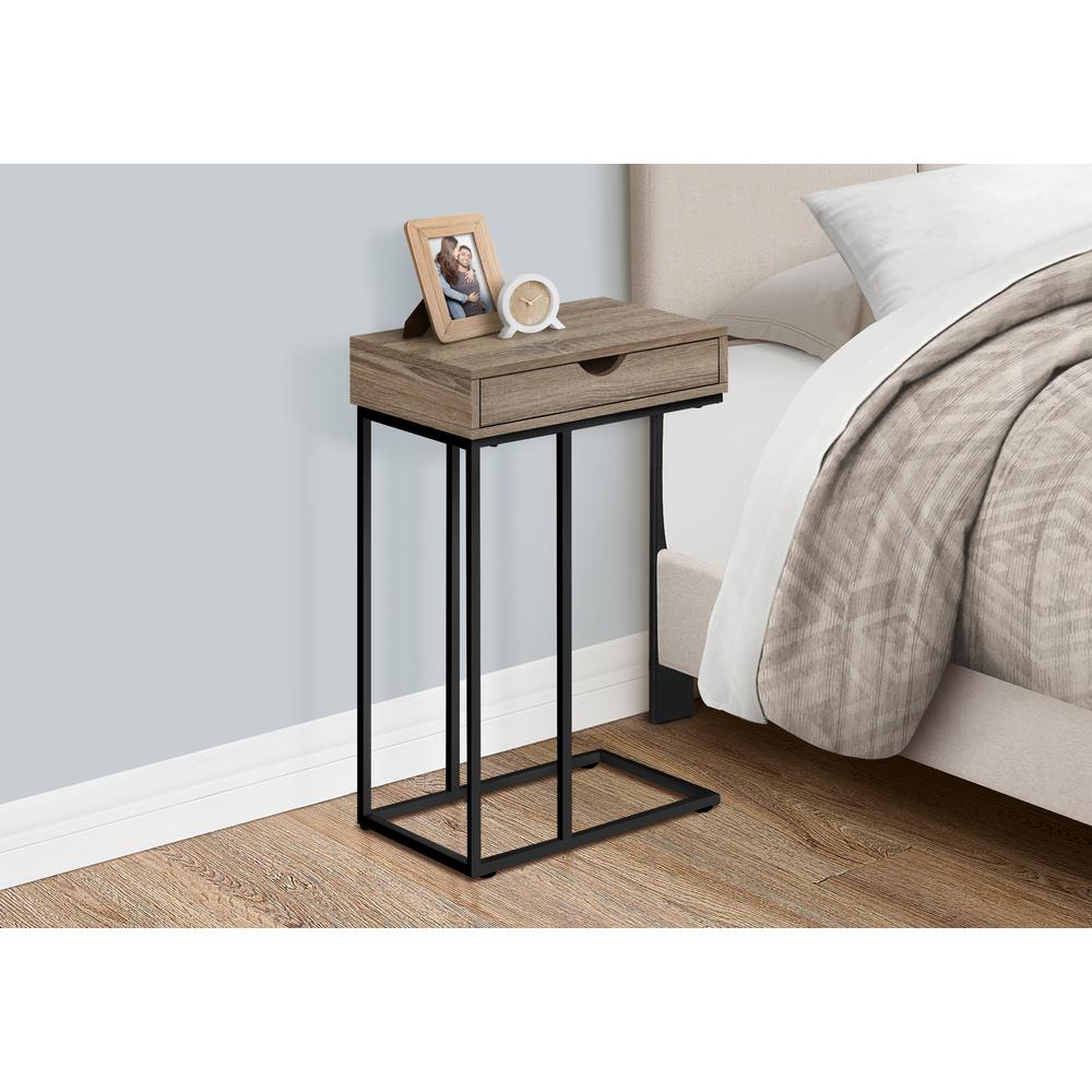 Accent Table, C-shaped, End, Side, Snack, Storage Drawer, Living Room, Bedroom