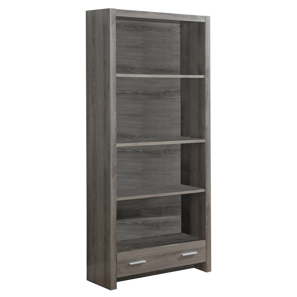 Bookshelf, Bookcase, 5 Tier, 72H, Office, Bedroom, Brown Laminate