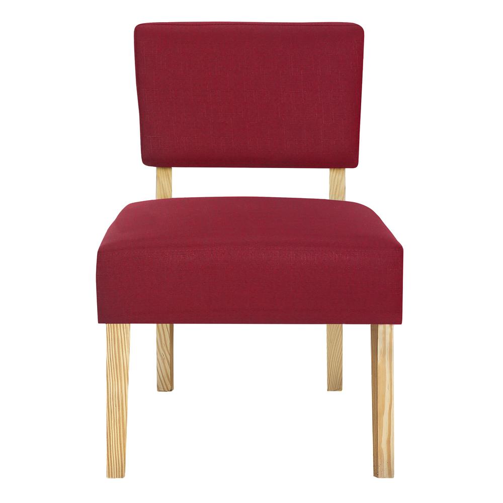 Accent Chair, Armless, Living Room, Bedroom, Red Fabric, Natural Wood Legs