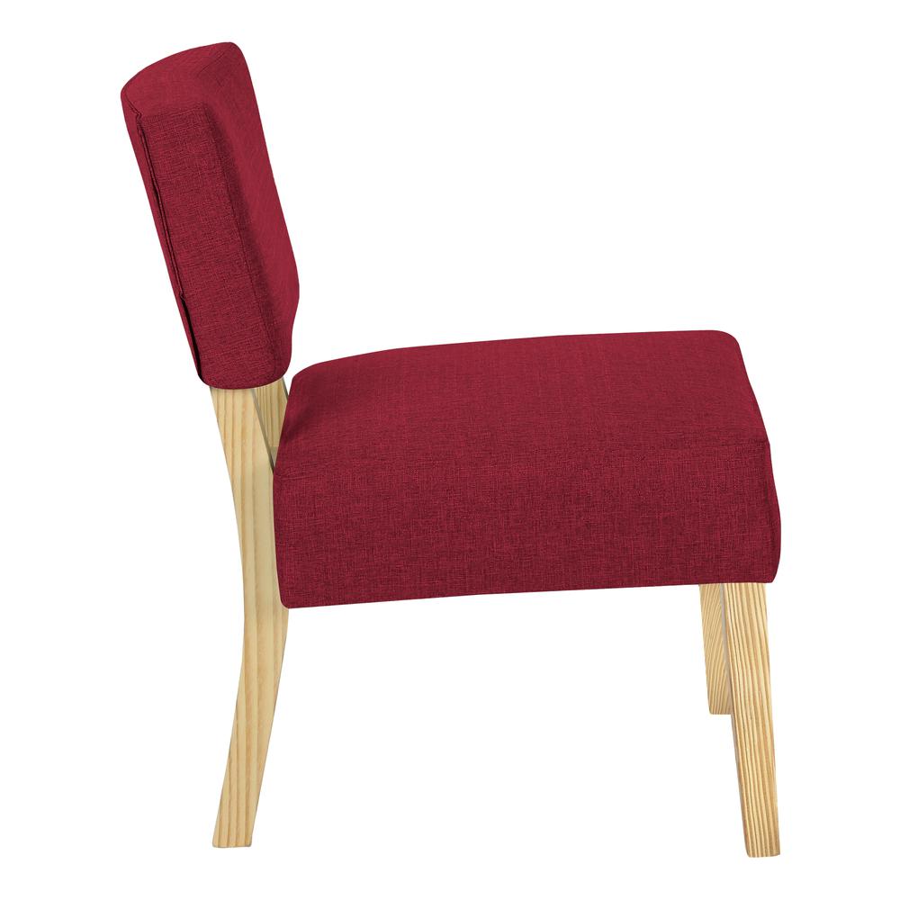Accent Chair, Armless, Living Room, Bedroom, Red Fabric, Natural Wood Legs