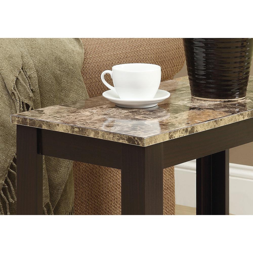 ACCENT TABLE - CAPPUCCINO / MARBLE TOP