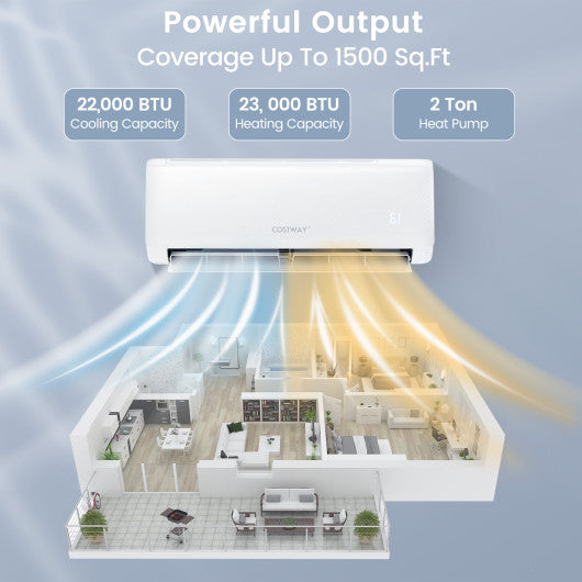 Energy Star Certified 22000 BTU 21 SEER2 Ductless Mini Split Air Conditioner and Heater 208-230V Works with Alexa