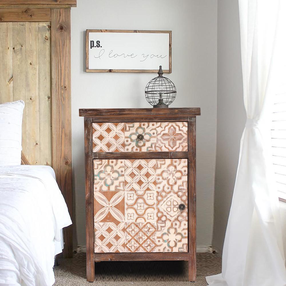 Farmhouse Patchwork Wood Side Table