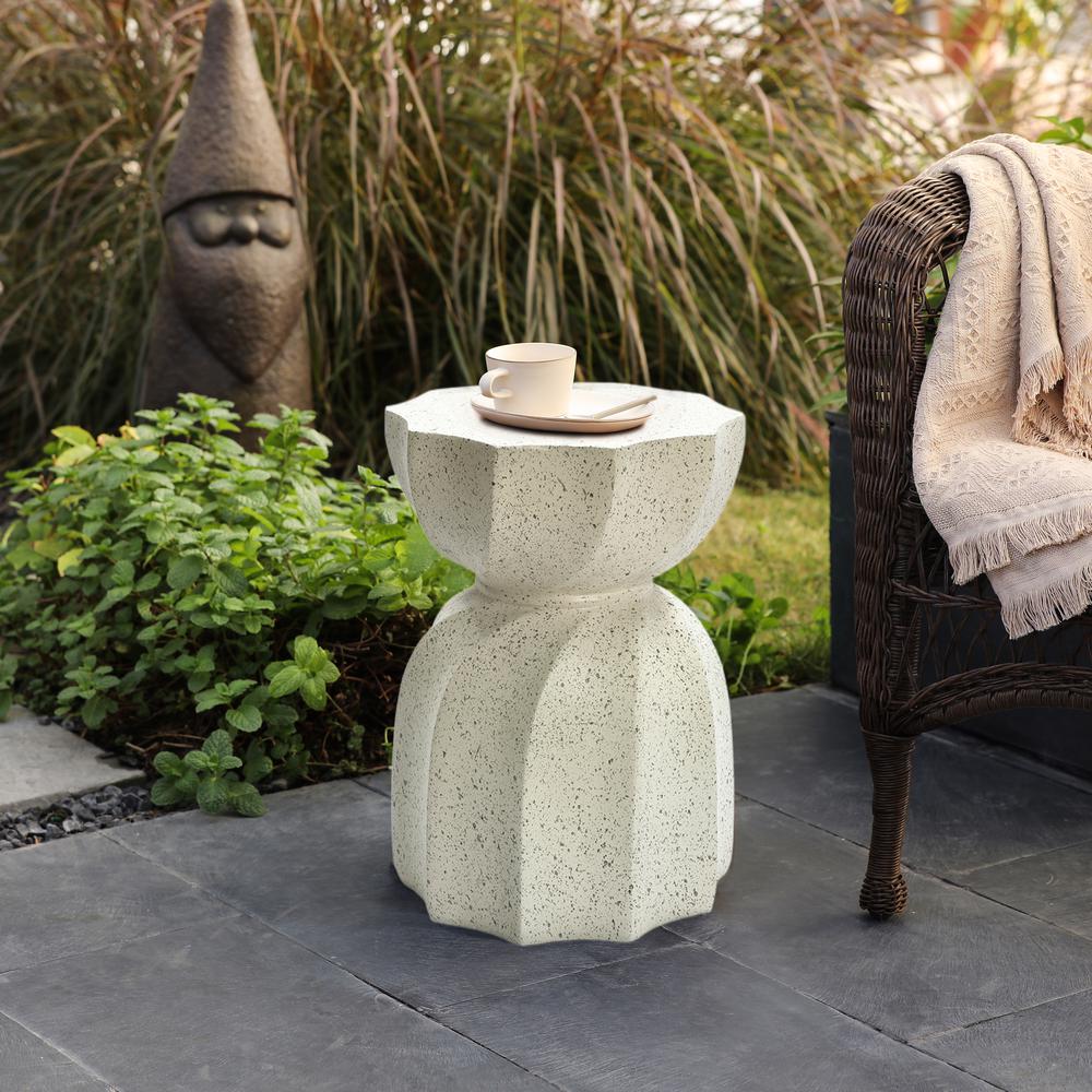 Off White with Gray Cement Indoor Outdoor Side and End Table