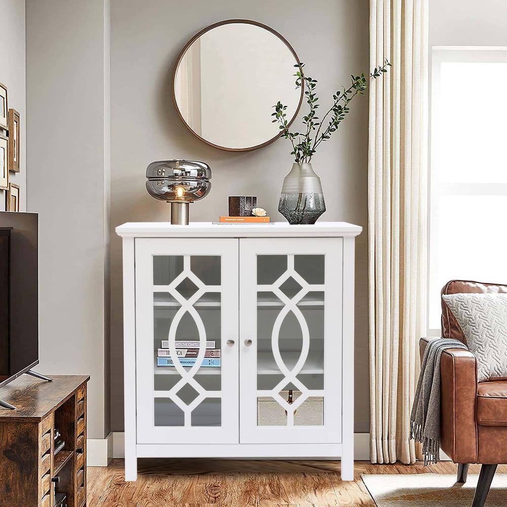 White Pine Wood, 2-Door Accent Storage Cabinet
