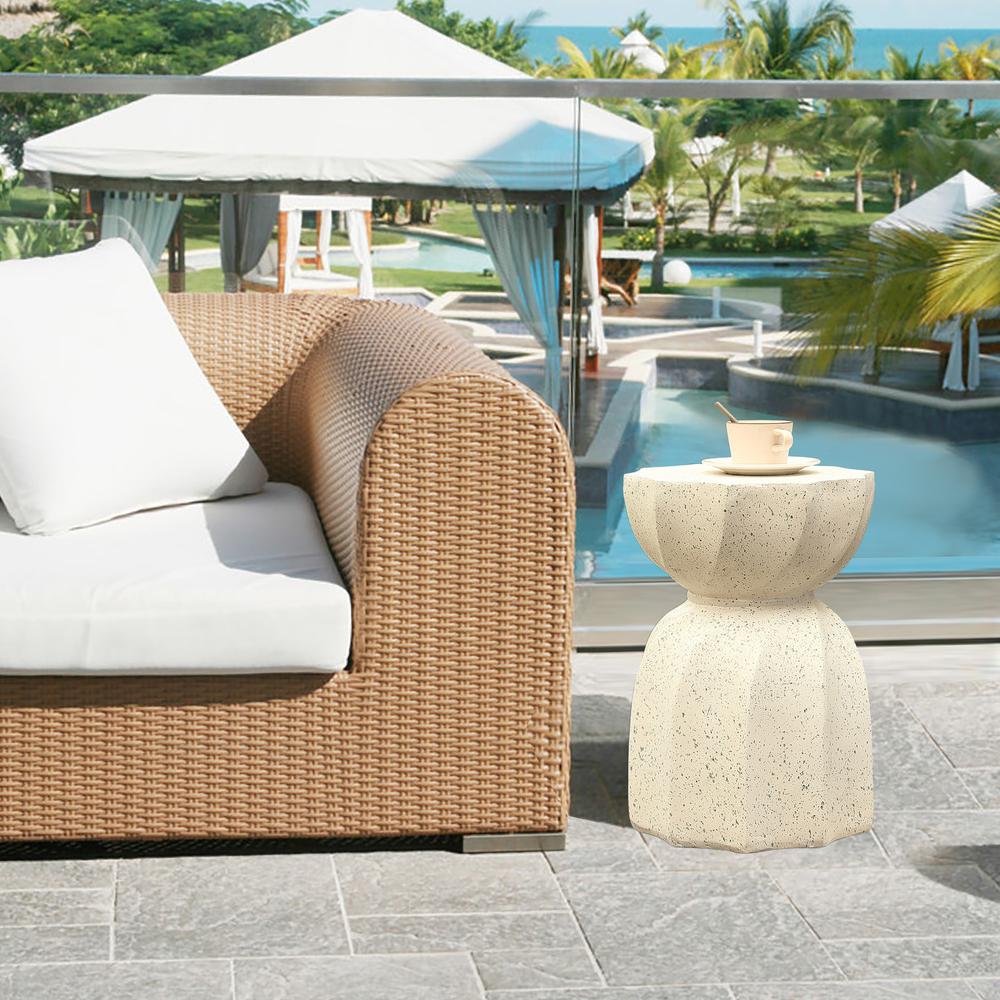 Off White with Gray Cement Indoor Outdoor Side and End Table