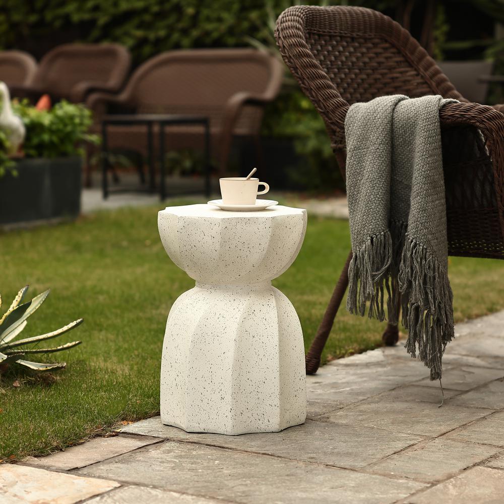 Off White with Gray Cement Indoor Outdoor Side and End Table