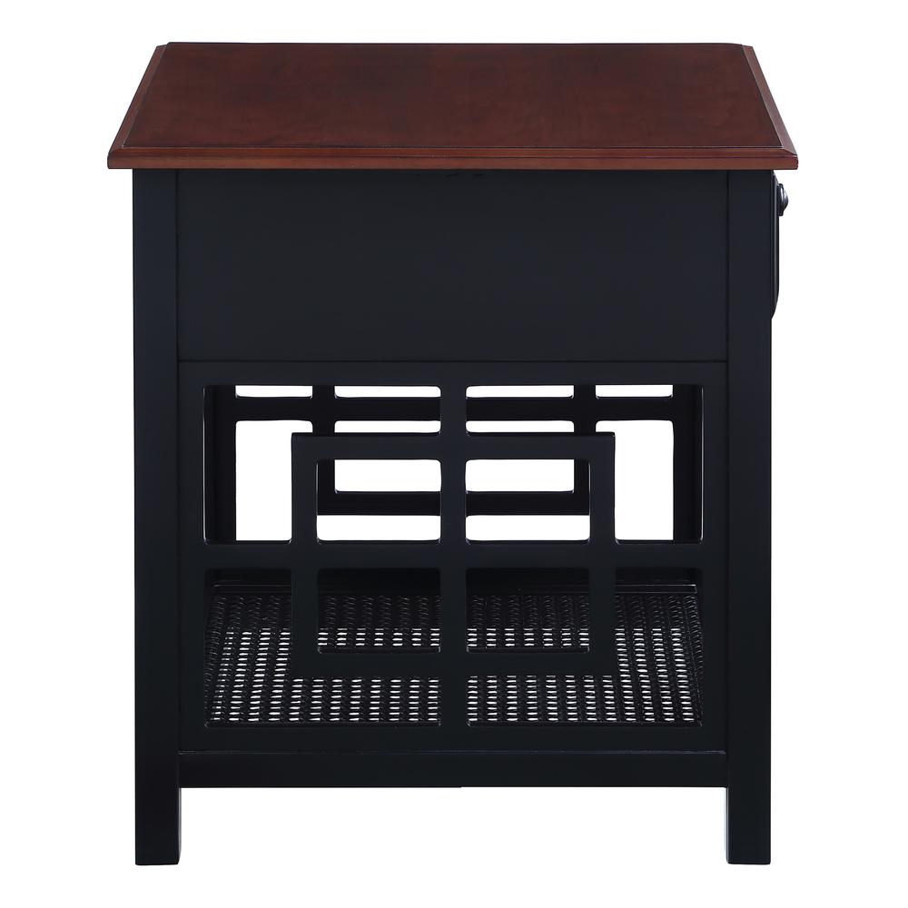 Oxford Side Table with Drawer, Black Frame / Cherry Top
