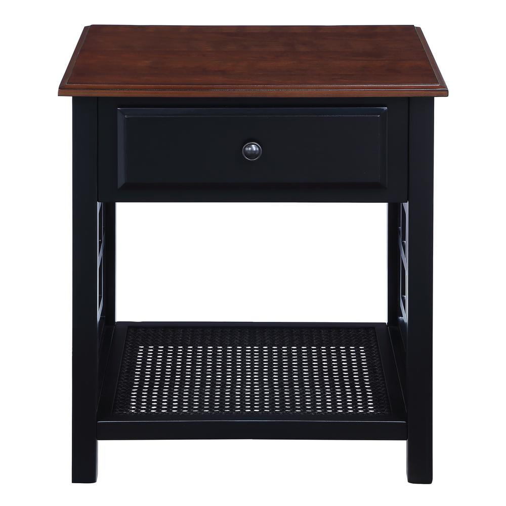 Oxford Side Table with Drawer, Black Frame / Cherry Top