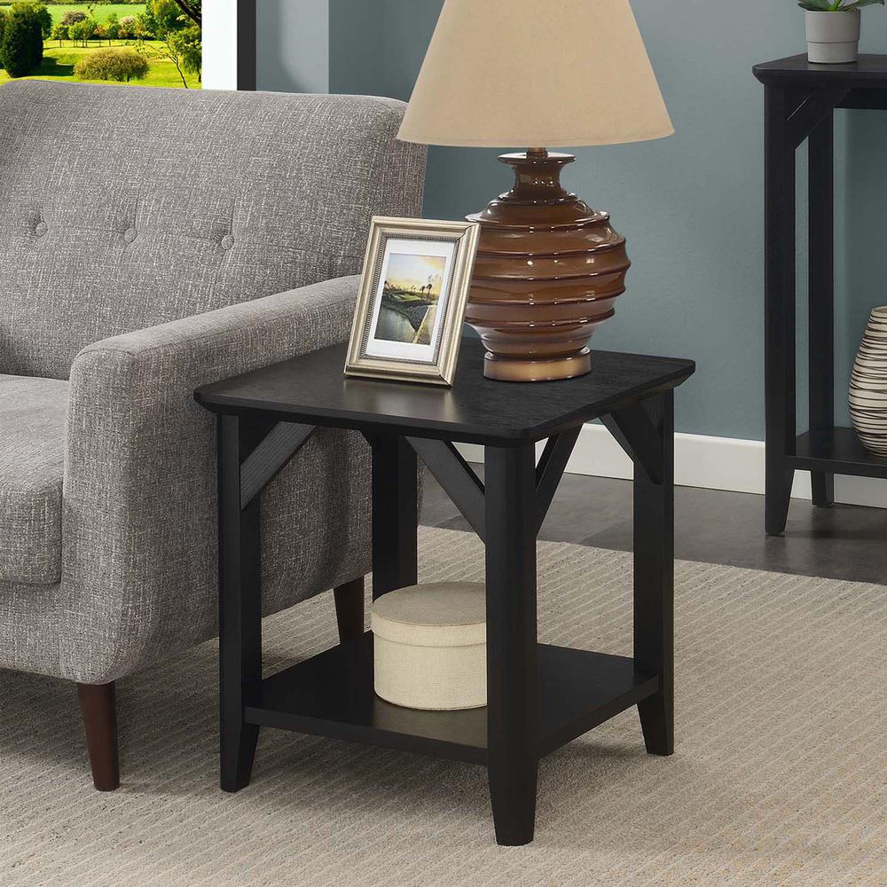 Winston End Table with Shelf, Black