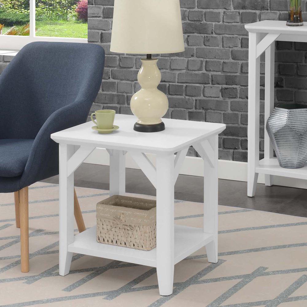 Winston End Table with Shelf, White