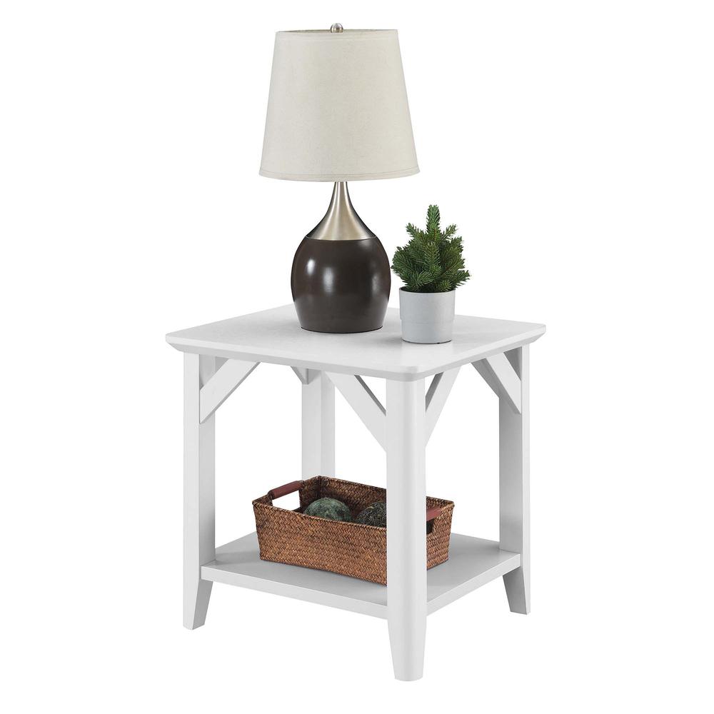 Winston End Table with Shelf, White