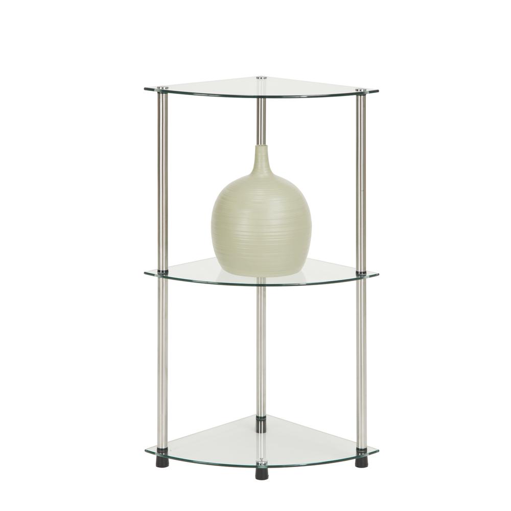 Designs2Go Classic Glass 3 Tier Corner Shelf
