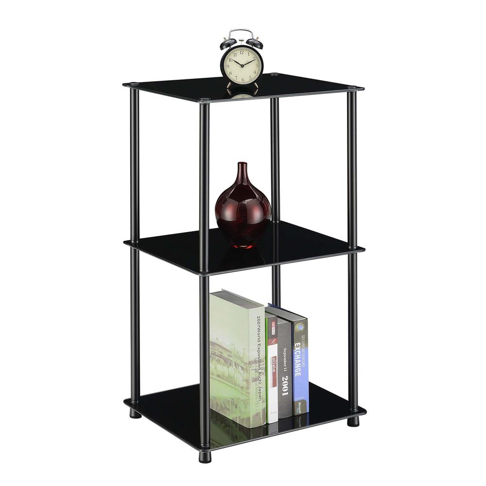 Designs2Go Classic Glass 3 Shelf Bookcase, Black Glass