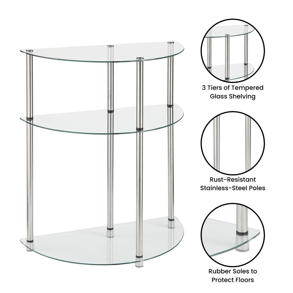 Classic Glass 3 Tier Half-Circle Entryway Hall Table