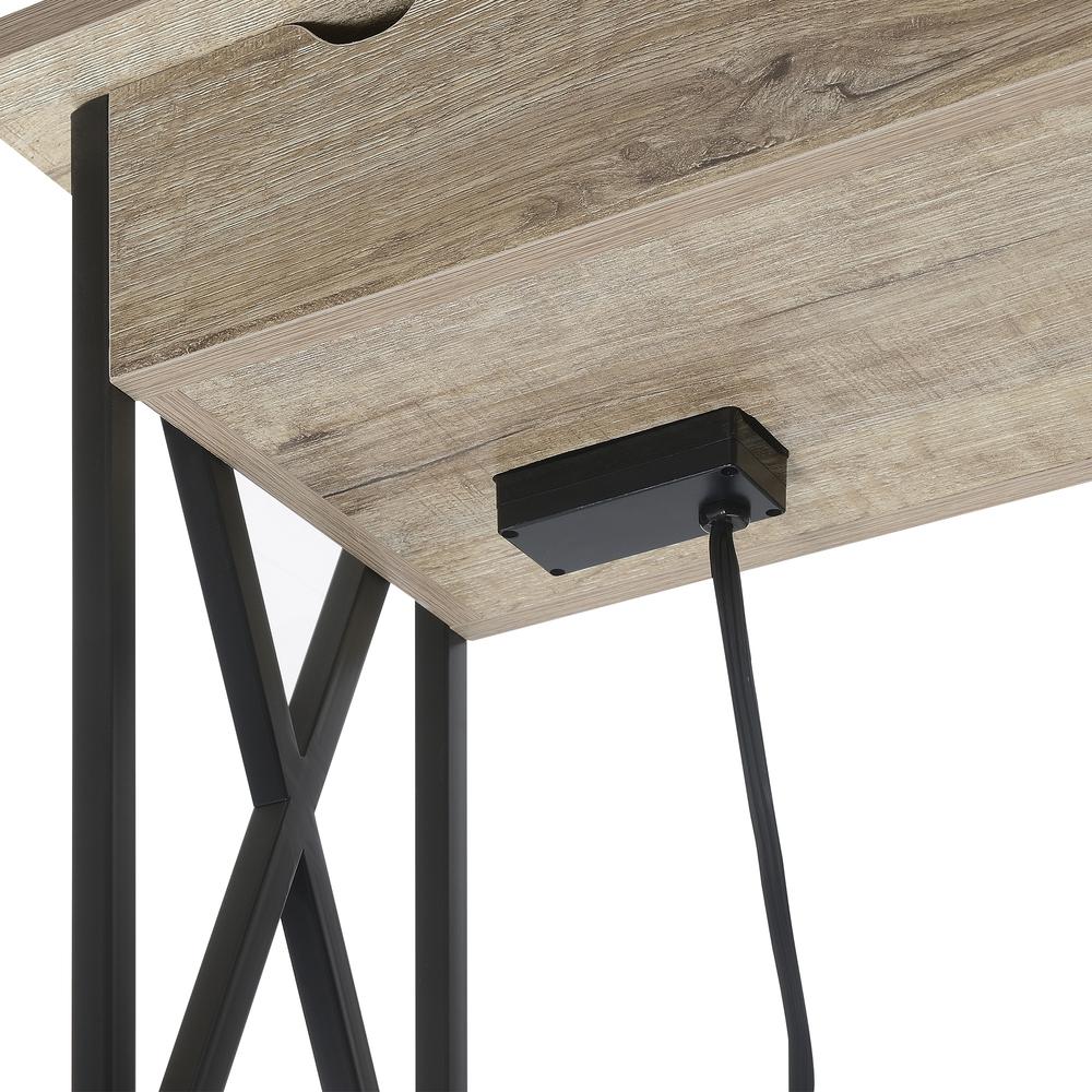 Tucson Flip Top End Table with Charging Station and Shelf
