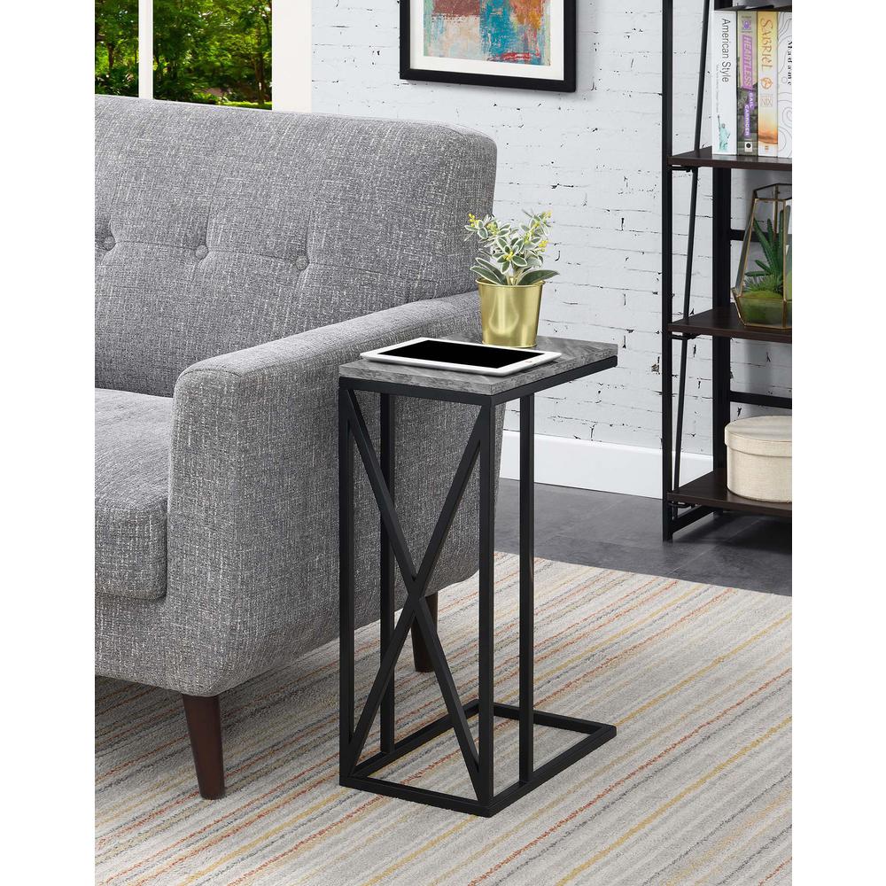 Tucson C End Table, Gray Marble/Black