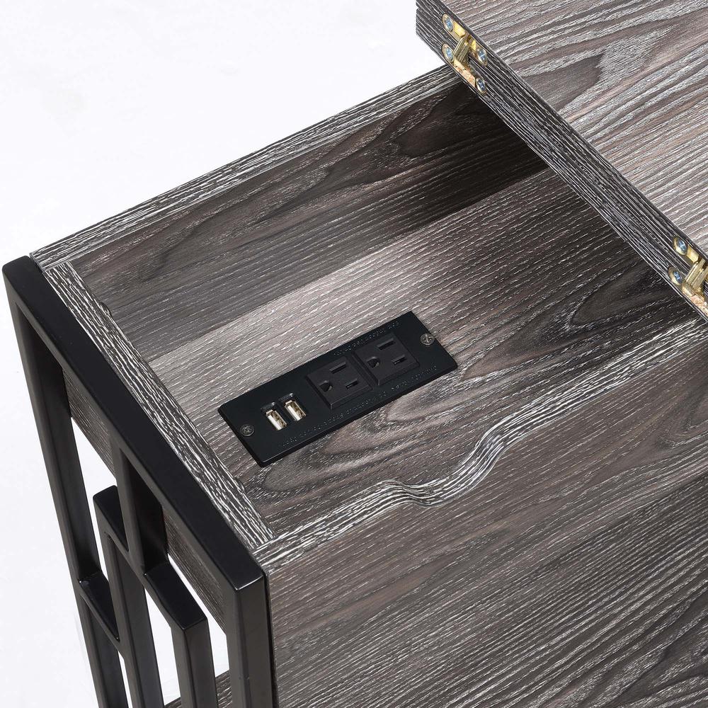 Town Square Flip Top End Table with Charging Station and Shelf