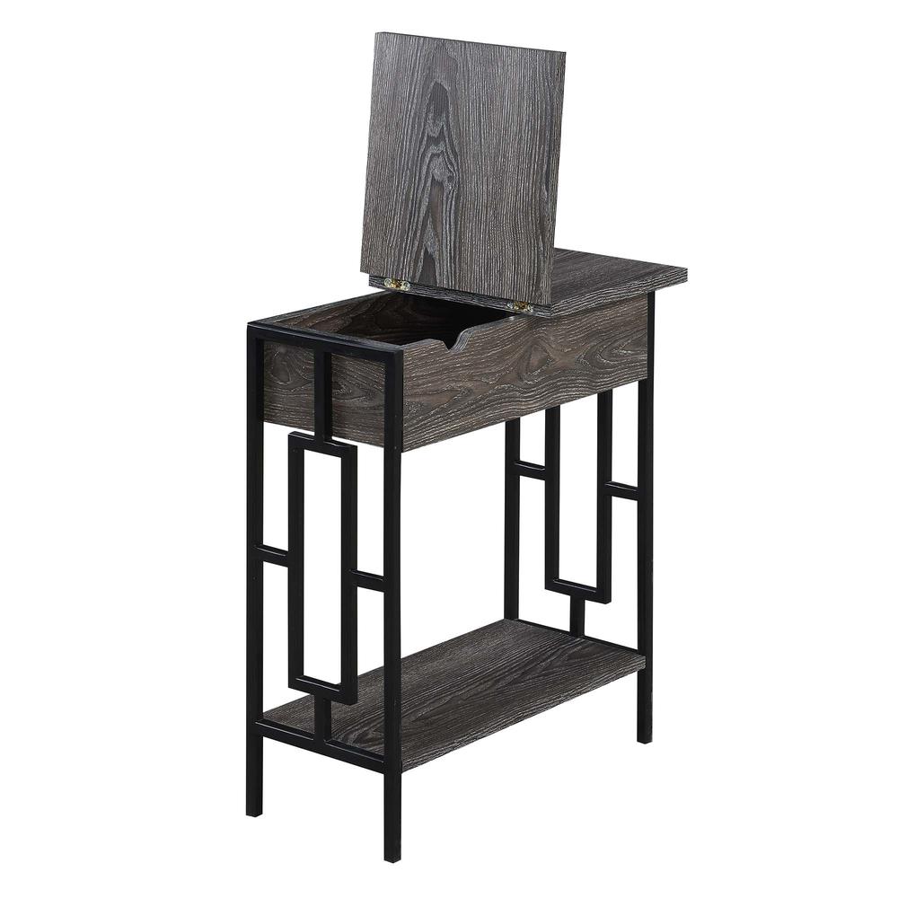 Town Square Flip Top End Table with Charging Station and Shelf