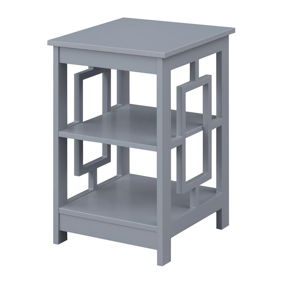 Town Square End Table with Shelves -Gray