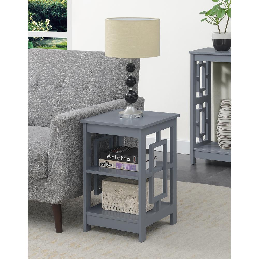 Town Square End Table with Shelves -Gray