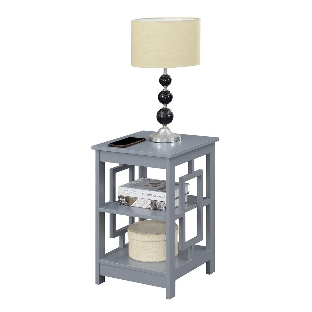 Town Square End Table with Shelves -Gray